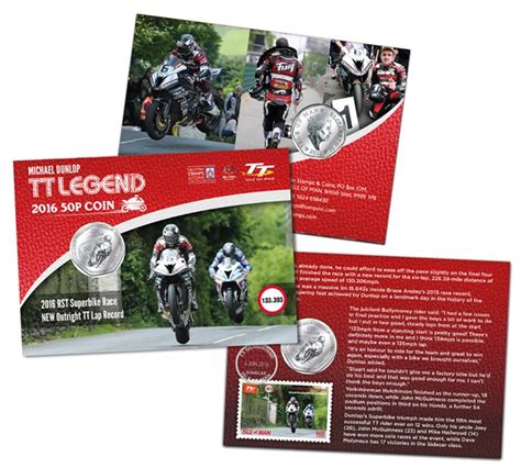 Michael Dunlop Special Gift Pack Isle of Man TT Legends 2016 50p Coin ...