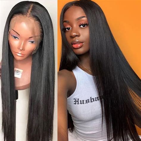 Straight Glueless Lace Front Human Hair Wigs For Women 250% Density ...