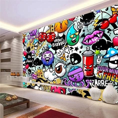 Modern Creative Art Graffiti Mural Wallpaper for Children's Room Living ...