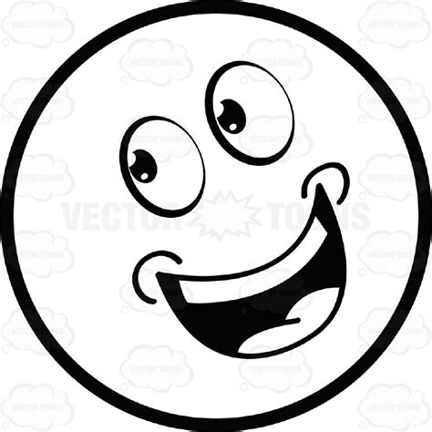 laughing face clipart black and white - Clipground