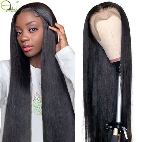 Sterly Brazilian Straight 30 Inch Lace Front Human Hair Wigs Closure ...