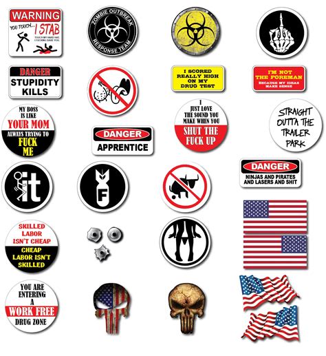 Decals by Haley 28 Pack of Crude Humor Hilarious Hard Hat Prank Decal ...