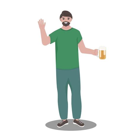 Man drinking beer from glass. Vector illustration in flat style ...