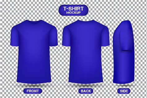 plain blue t-shirt design, with front, back and side view, 3d style t ...