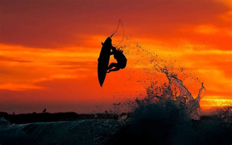 sunset surf jump background - Surf Berbere