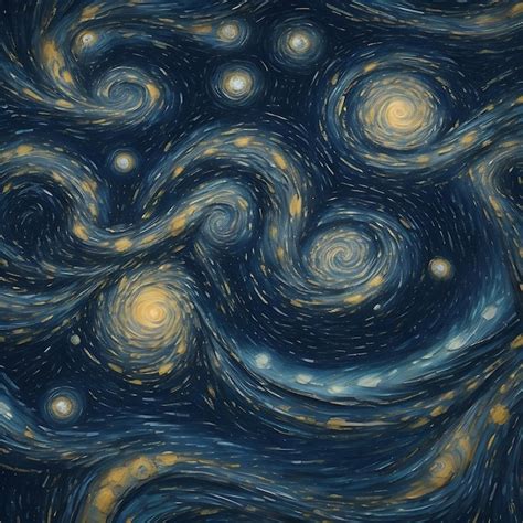 Premium AI Image | Starry Night Pattern Inspired by Van Gogh