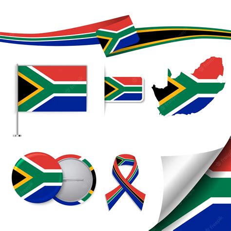 Premium Vector | Stationery collection with the flag of south africa design