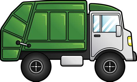 Garbage Truck Cartoon Clipart Colored Illustration 6458117 Vector Art ...