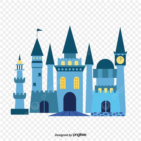 Blue Castle Clipart Transparent Background, Blue Cartoon Castle, Castle ...