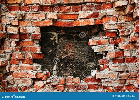 Broken Brick Wall Background Stock Image - Image of graffiti, brown ...