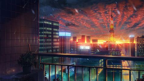 Tokyo Tower, City, Scenery, Sunset, Anime 4k, HD Wallpaper | Rare Gallery