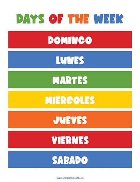 All The Days Of The Week In Spanish - Uno