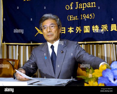 Japan's foreign minister Hirofumi Nakasone attends the press conference ...