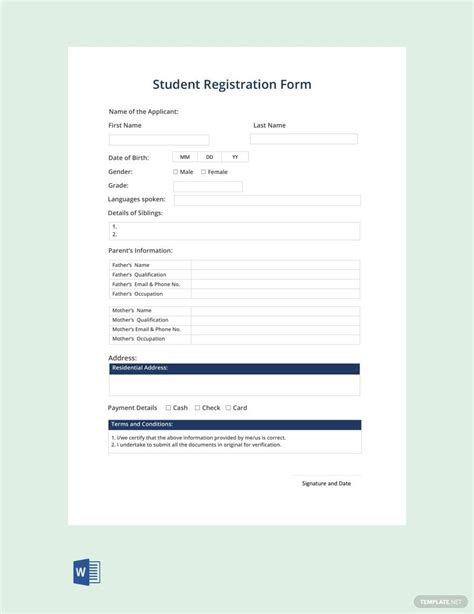 Registration Form Templates in Word - FREE Download | Template.net