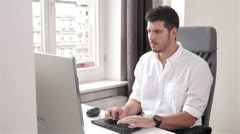 Office Man Working With Computer Pc White Stock Footage SBV-327611046 ...