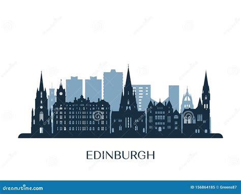 Edinburgh Skyline, Monochrome Silhouette. Stock Vector - Illustration ...