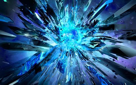 Download Explosion Blue Abstract Glass Abstract Blue HD Wallpaper