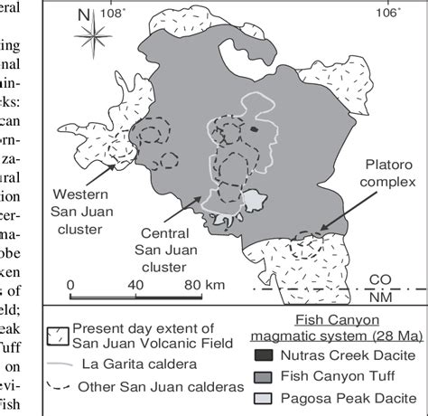 Location map showing the preserved extent of the Oligocene San Juan ...