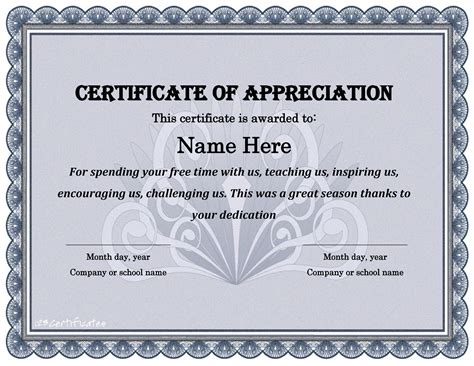 Certificate Of Appreciation For Teachers Template