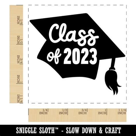 Class of 2023 Written on Graduation Cap Square Rubber Stamp | Etsy