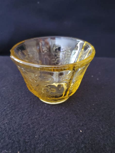 Vintage Amber Yellow Depression Glass, Jello Mold Cup, Madrid Pattern ...