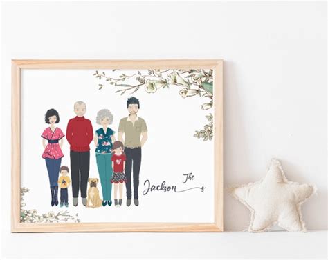 Custom Family Portrait Custom Family Print Personalised | Etsy