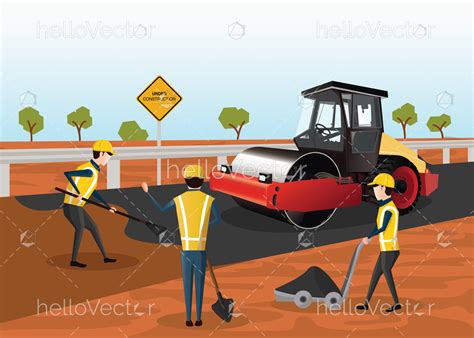 Road Construction Vector - The process of building a new road. Road ...