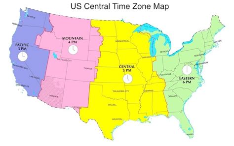 Central Daylight Time in US Now, CDT Now, US Time Zones Map