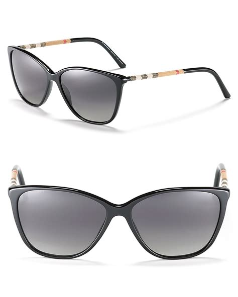 Burberry Cat Eye Polarized Sunglasses with Check Temples | Bloomingdale's