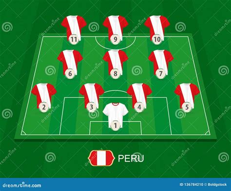 Soccer Field with the Peru National Team Players Stock Vector ...