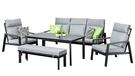 Marseille Highback Dining Sofa Set Black Aluminium | Segals Outdoor ...