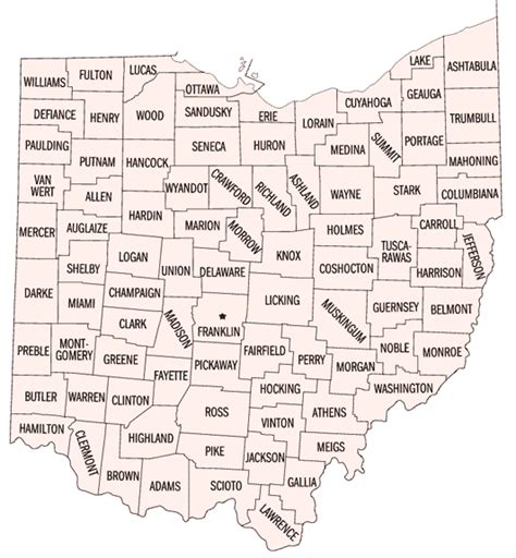 Printable Ohio County Map - United States Map States District