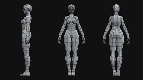 ArtStation - Low-Poly Female Base Mesh Character Reference Sheet ...