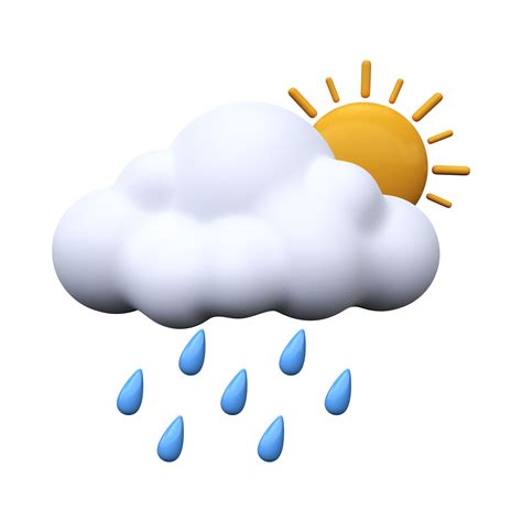 Sunny and rainy day. Weather forecast icon. Meteorological sign. 3D ...