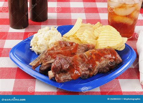 Pork ribs and coleslaw stock image. Image of lunch, orientation - 26280333