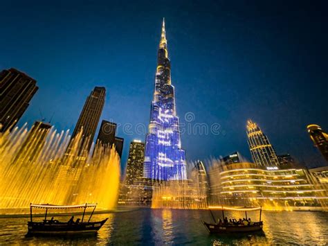 The Dubai Fountain Show on Burj Khalifa Lake, in Downtown Dubai, United ...