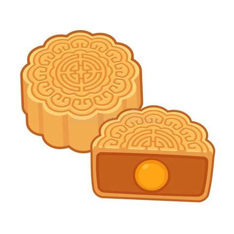 Traditional Mooncake illustration. Moon cake, traditional Chinese round ...