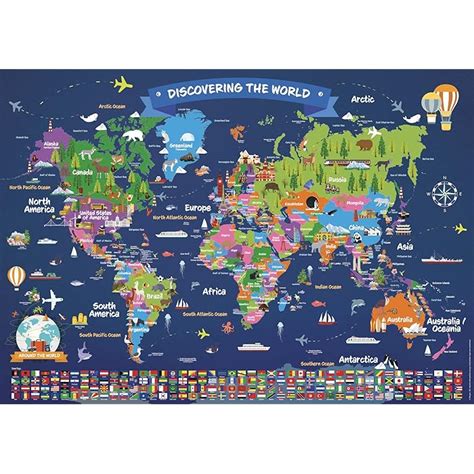 Buy World Map Poster for Children | Large Illustrated Wall Map Poster ...