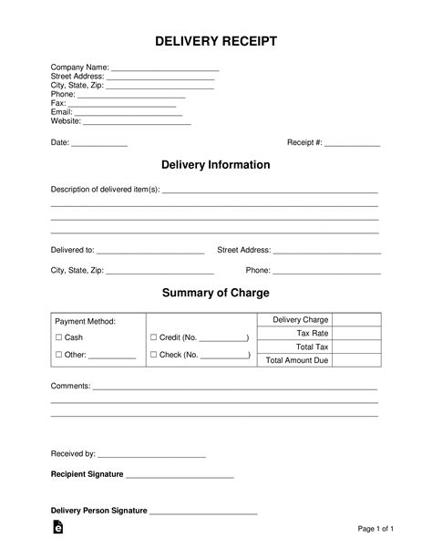 Free Delivery Receipt Template - PDF | Word – eForms