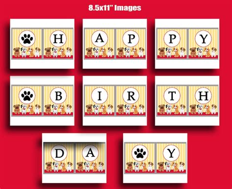 Puppy Dog Happy Birthday Banner Printable Instnat Download | Etsy