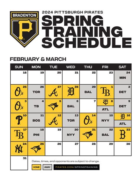 Pittsburgh Pirates Spring Training Schedule 2024 - Alfi Lottie