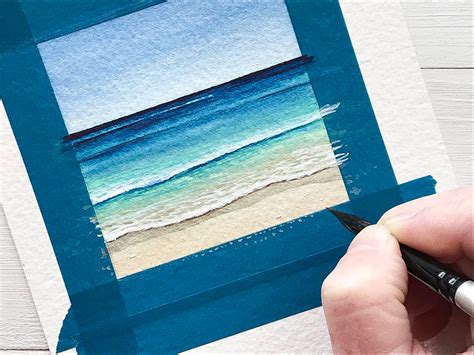 Step-by-Step Learn How to Paint a Beach Horizon using Watercolor