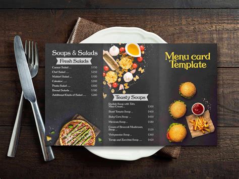 Free Black Menu Card Mockup Design | PSD Template | Menu card template ...