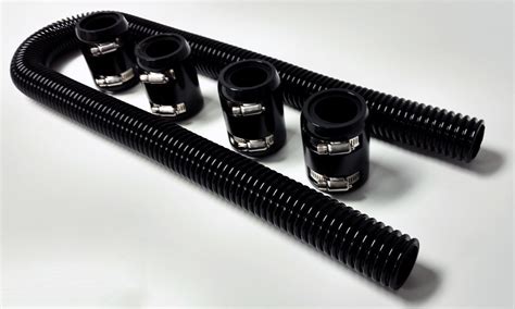 48" Black Stainless Flexible Radiator Hose Kit w/ Black End Caps ...