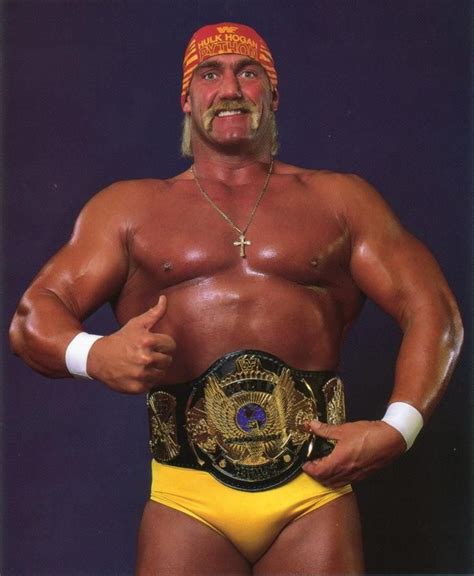 Hulk Hogan with the WWE/WWF World Heavyweight Championship. (The winged ...