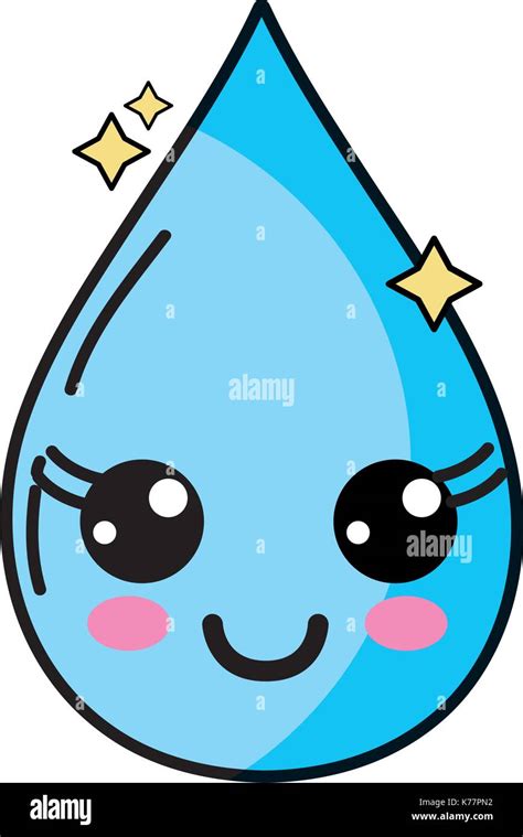 Kawaii cute feliz gota de agua Ilustración del Vector, Imagen ...