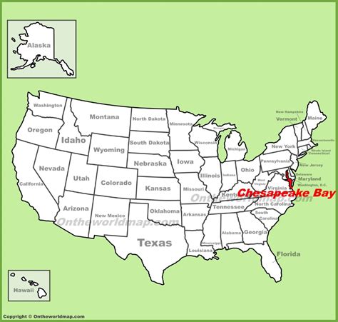 Chesapeake Bay location on the U.S. map - Ontheworldmap.com