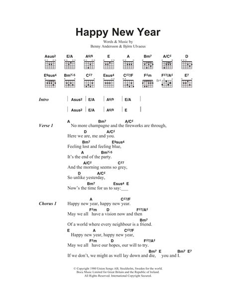 Happy New Year by ABBA - Guitar Chords/Lyrics - Guitar Instructor