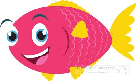 Marine Life Clipart-smiling pink yellow colorful fish clipart