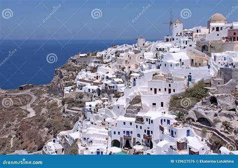 Oia Town of Santorini. White Houses on the Island of Santorini. Stock ...